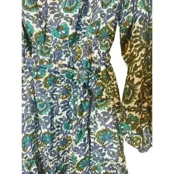 Oliphant Napa Olive Balloon Sleeve Belted Mini dress with gold sparkles - Picture 5 of 7